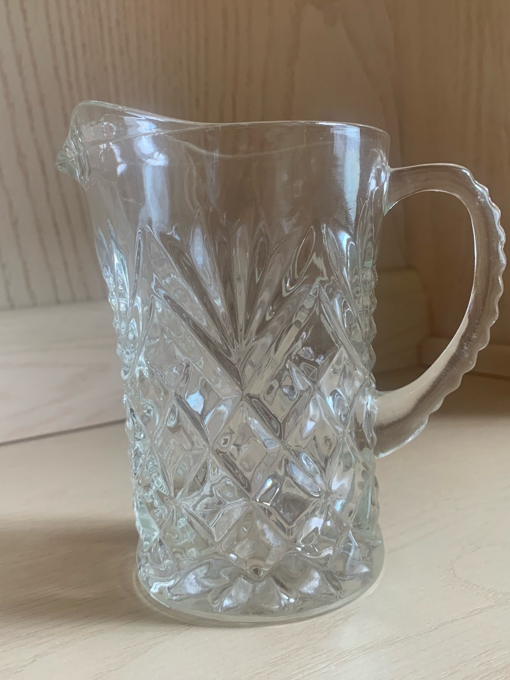 Vintage Anchor Hocking Clear Pressed Glass Pineapple and Bars Creamer Pitcher